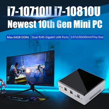 Výkonný Mini Počítač Intel 10. Generácie Core I7 10810U 16 G DDR4 512 gb diskom SSD Ploche Mini PC Windows 10 Pro Dual Band WIFI 4K HDMI DP 6