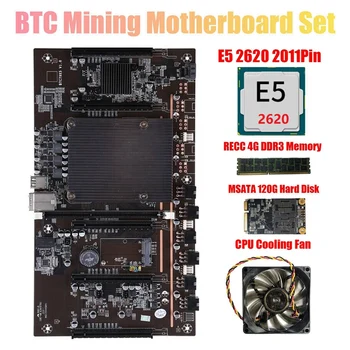 X79 H61 BTC Ťažba Doske 5X PCI-E Podpora 3060 3070 3080 GPU s E5 2620 CPU RECC 4GB DDR3 Pamäť, 120 G SSD+Ventilátor 18