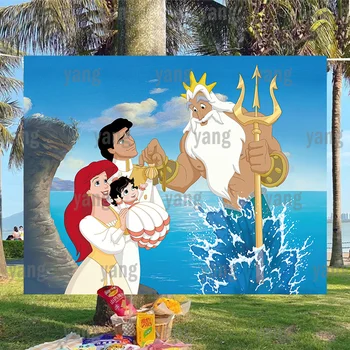 Zadarmo Prispôsobiť Malá Morská Víla Disney Baby Sprcha Princezná Ariel Mora Pozadí Výzdoba Rodinných Narodeninovej Party Pozadie