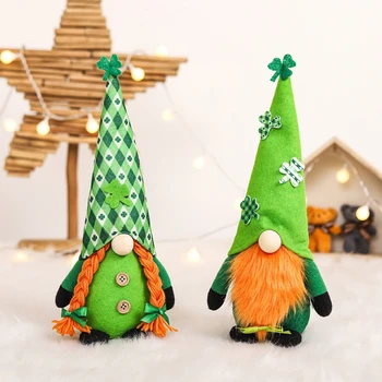 Zelená Írska Gnome St Patrick ' s Day Ručné Gnome Plyšové Stojí Figúrka Na Jar Elf Bábika Domov Dovolenku Dekorácie, Ozdoby 15