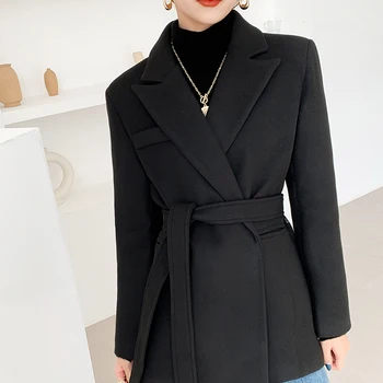 Zimné oblečenie žien, vlnené sako kabát žena kórejský hrubé teplé čierne vlnené sako ženy Vyhovovali blejzre bundy sako feminino 10