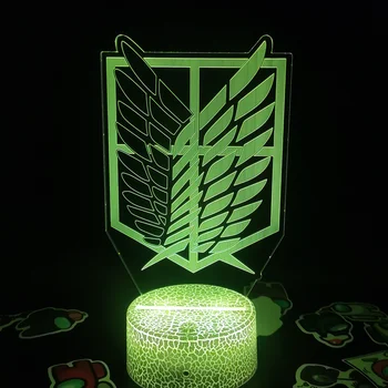 Útok na Titan skautingu légie Známky tvorivé 3D LED Ilúzie Nočné Osvetlenie Spálne tabuľka Dekor lávové lampy, Cool darček pre priateľa