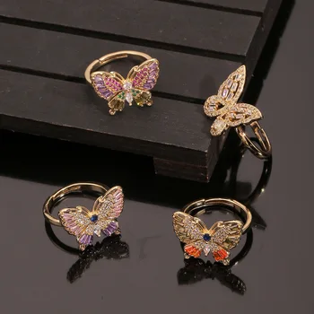 Český Módny Európskych a Amerických Šperky Jednoduchý Farebný Motýľ Prsteň Zásnubný Svadobných Doplnkov 6