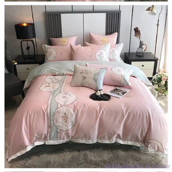 Čistá Bavlna posteľná bielizeň Nastaviť 4pcs Kvalitný bytový Textil Nový Čínsky štýl 100TC kvetinové výšivky široký deka kryt manželská posteľ dodávky 16
