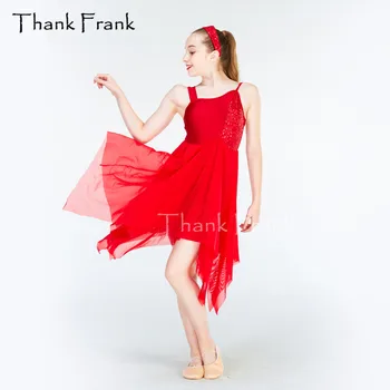 Ďakujeme, Že Frank Sequin Šifón Košieľka Latinskej Šaty Dievčatá Dospelých Červená Balet Lyrickej Súčasného Tanca Kostým C370 15