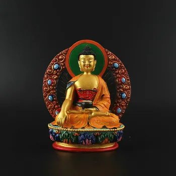 Šakjamúni Socha Budhistické Dodávky Maľované Tri Poklady Buddha Sochy Budhu, Chrám Venovaný Živice Remesiel Domáce Dekorácie 16