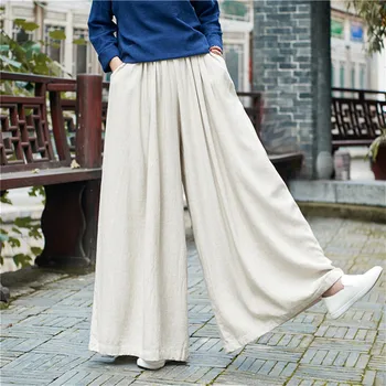 Širokú Nohu, Ľanové Nohavice Ženy Tradičné Čínske Oblečenie Jogy Tai Chi Jednotné Priedušná Farbou Voľný Čas, Športové Oblečenie Nohavice 9