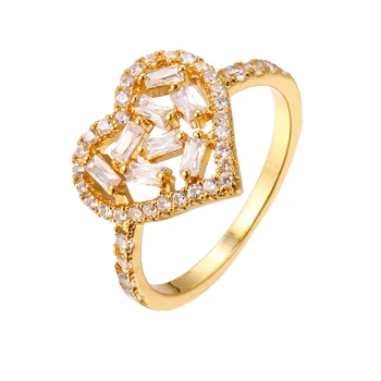 Ženské broskyňa krúžok 3A zirkón vysokej kvality srdce tvar ženského krúžok módny jeden prsteň, šperky 9