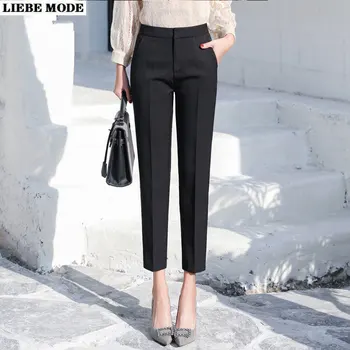 Ženy Formálny Oblek Nohavice Pracovné Oblečenie Bežné Čierna Modrá Biela Ceruzka Nohavice Žena Jeseň Slim Straight Elastické Pantalones Mujer 10
