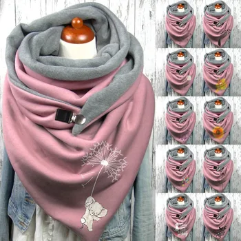 Ženy Zime Šál Hijabs Žena Lady Retro Multi-purpose Šatkou Tlačidlo Scarfs Femme Šatkou Zábaly Foulard Bufan vianočné Darčeky 12