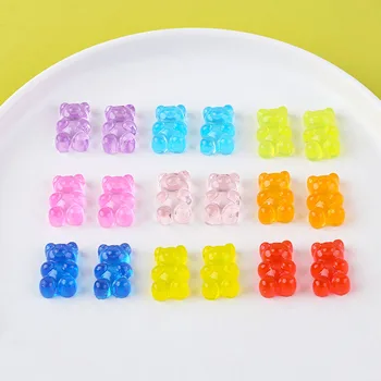 10pcs iny Japonský jelly farba zábava medveď náušnice pre Ženy, Ženské gummy gumy patch náušnice vlásenky vlasy príslušenstvo materiál 14