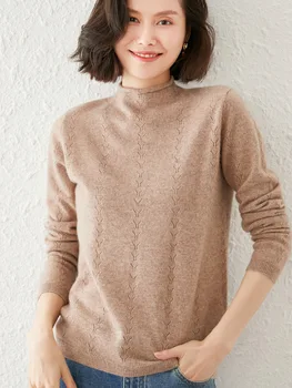 2021 nové pol turtleneck cashmere sveter ženy jeseň a v zime vydlabaných Tenký pulóver klesnutie tričko top pletený sveter