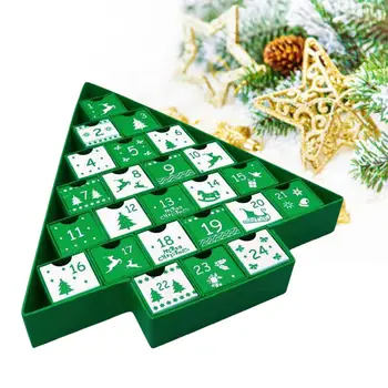 24 Dní Vianočný Strom Tvar Vianočné Dekoroch 34x37x5cm pre Deti Darčekové krabičky s Číslami 13