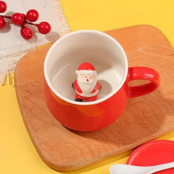350 ml Vianočný Keramický Hrnček 3D Zvierat Psa Niesť Penguin Snehuliak Santa Claus Raňajky Káva, Mlieko Pohár Roztomilý Pár Vody Poháre Darček 13