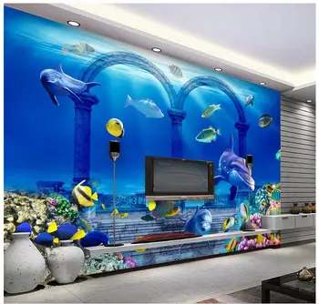 3D nástenné maľby, tapety vlastný obrázok nástenná maľba na stenu papier Podmorského Sveta pod vodou Palác 3D TV na Stenu Pozadia na Stenu dekor 4