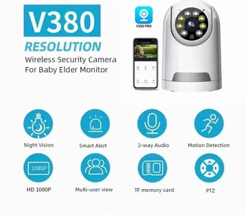 3MP 1296P V380Pro APP Bezdrôtový PTZ IP Dome Kamera Farebná Nočné Videnie AI Humanoidný CCTV Baby Monitor 6
