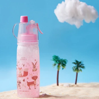 400 ml Cartoon Deti Pitnej Sklo Sprej Double-layer Chladenie Športové Fľašu s Vodou Prenosné Vonkajšie Pohár Vody 17