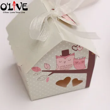 50 Ks Candy Box pre Svadobný Dom Vták Darčeka Narodeniny Party Láskavosti Babyshower Čokoláda Krst Cukru Boxy Krstiny 8