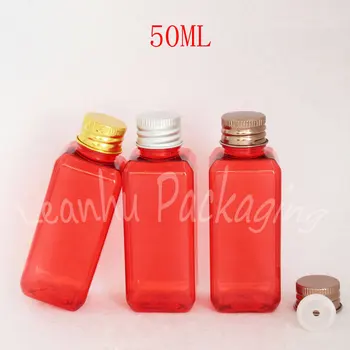 50ML Červené Plastové Fľaše, Hliníkové Viečko , 50CC Lotion / Šampón Cestovné Obaly na Fľaše , Prázdne Kozmetické Kontajner ( 50 PC/Lot ) 8