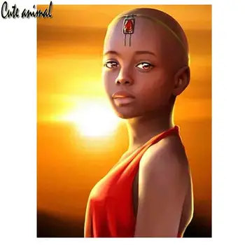 5D Diamond Maľovanie Africké Dievča Diamond Mozaiky Pokolenia Detí Krajiny DIY Cross Stitch Výšivky Auta Drahokamu Art Decor Domov 11