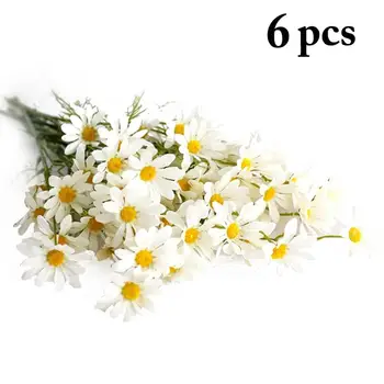 6 Ks/Set Plastových Umelé Kvety, Kytice Realistické Faux Daisy Kvety, Výzdoba Na Svadby, Zasnúbenie Strany Udalosti 3