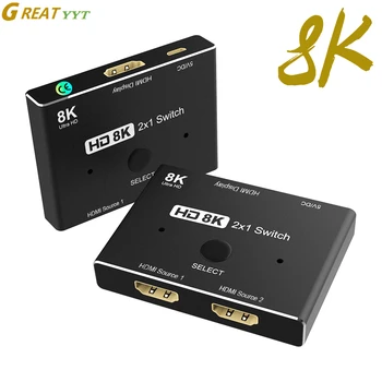 8K HD Prepínanie HDMI 2.1-kompatibilné Bi-smer 8K@60Hz 4K@120Hz HDMI 2.1 Switcher 2X1 alebo 1X2 Splitter pre PS5 PS4 NS apple TV 8