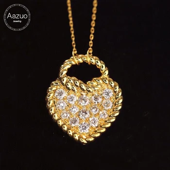 Aazuo 100% Reálne 18K Žlté Zlato Skutočný Diamant 0.50 ct Krásne Srdce Náhrdelník S Reťazca Nadaný Pre Ženy, Luxusné Strana 18-Palcové Au750 16
