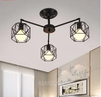 American Black Dendron Železnej Klietky Stropné Lampy, Kuchyňa, Spálňa, Obývacia Izba Lampa Moderný Luster Osvetlenie 4
