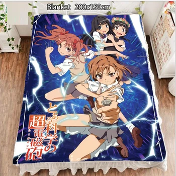 Anime Fleece Deka Toaru Kagaku č Railgun Misaka Mikoto koberec mäkké 200x150cm Deky a Prikrývky na Postele 9