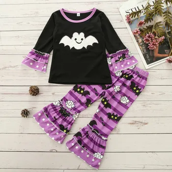 Batoľa Dievčatá 2ks Halloween Oblečenie, Prehrabať Dlhý Rukáv Cartoon Bat Topy + Obličkového Nohavice Súbor Jar, Jeseň