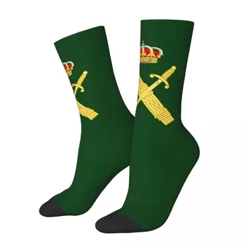 Bežné španielskej Občianskej Stráže Logo Futbal Ponožky Španielsko Polyester Uprostred Trubice Ponožky pre Ženy, Mužov Absorpciu Potu 6