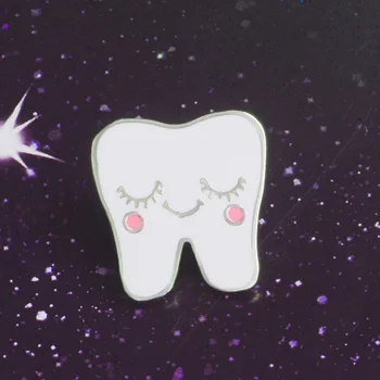 Biela Cartoon Úsmev zubnej Skloviny Brošne Pin Sestra, Zubný lekár, Nemocnica Klopě Pin Klobúk/taška Kolíky Denim Tričko Ženy Odznak Brošňa