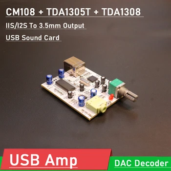 CM108 + TDA1305T + TDA1308 IIS I2S Na 3,5 mm Výstup USB Amp USB Zvuková Karta DAC Dekodér F/ hifi zosilňovač 4