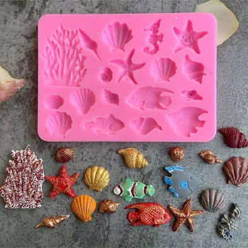 Conch Coral Shell Tvar Vodné Tvory Tichom Zvierat Čokoládové Cukrovinky Formy Pečivo, Sušienky, Plesne Diy Fondant Cake Decoration 4