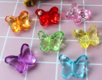 Detské perforované plastové korálky farebné imitácia crystal motýľ DIY hra gem detského domova hry dary 2,2 CM 16