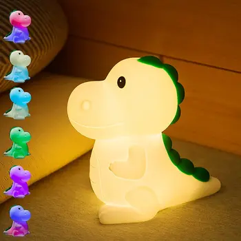 Dinosaurov LED Nočné Svetlo Dieťa Silikónové USB Nabíjateľné Dinosaurov Nočného Dotykový Snímač Časovač Dieťa Darček Spálňa, Nočné Lampy