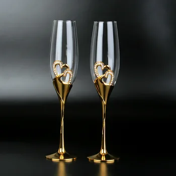 Domov láska z nehrdzavejúcej ocele Šampanského Pohára svadobné doplnky nastaviť domáce víno pohár svetlo luxusnej darčekovej krabičke sklo pohár vína sklo, sklenené poháre 2