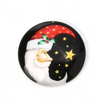 DoreenBeads Sklenenou Kupolou Tesnenia Cabochon Kolo Flatback Black & White Christmas Santa Claus Vzor DIY 20 mm( 6/8