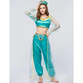 Dospelých Karnevalové Oblečenie Dievčatá Jasmine Aladdin Kostým Princezná Pre Dospelých Brušného Tanečníka Cosplay Top Nohavice Halloween Party Šaty, Oblek 18