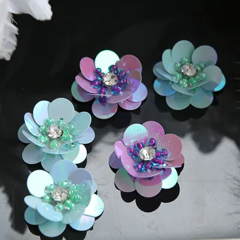 Elegantné kvety Pearl Korálkové Čipky nášivka škvrny DIY flitrami patch svadobné šaty, dekoratívne doplnky, svadobné topánky 2