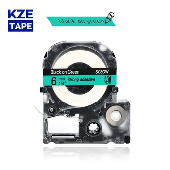 Epson označenie páska 6mm čierne na zelenej SC6GW LC2GBW pásky do písacích strojov pre KingJim label maker LW-300 LW400Epson tlačiareň štítkov 11