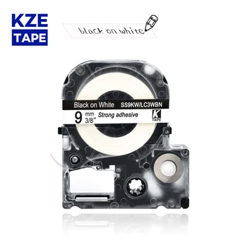 Epson štítok pásku 9 mm čierna na bielej SS9KW LC3WBN pásky do písacích strojov pre KingJim label maker LW-300 LW400Epson tlačiareň štítkov 4