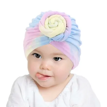 Farebné donuts Dieťa Čelenky jednofarebné Bavlnené Kont Turban pokrývku hlavy Pre Dievčatá Spandx Tvárny Čiapočku Klobúk Baby Vlasy Accessor