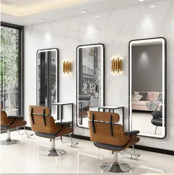 Holičstvo, zrkadlo online celebrity kadernícke make-up zrkadlo vlasy salon špeciálne príliv múr jednoduché LED účes zrkadlo so svetlom
