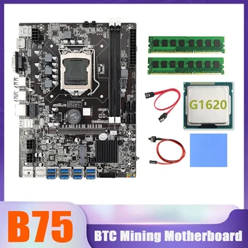 HOT-B75 BTC Baník Doske 8XUSB+G1620 CPU+2XDDR3 4G RAM 1600Mhz+SATA Kábel+Switch Kábel+Tepelná Pad B75 USB základnej Dosky 10