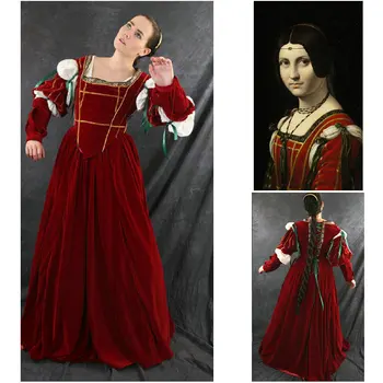 HOT PREDAJ!Zákazníkom vyrobené Red Velvet Dobové Kostýmy Gotický/Renesancie šaty, plesové Šaty, Šaty Halloween šaty NÁM 4-16 C-122 6