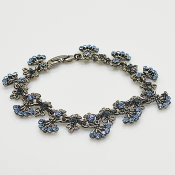 Ideálny Modrá Drahokamu Kvetinový Náramok Beautlful Svetlo A Tmavo Modrej Farby Drahých kameňov Náramok Očarujúce Ženy Darček Šperky 4