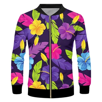IFPD dámske Jarné Bundy pánske Bežné 3D Tlač Hot Predaj Dlhý Rukáv Zips Kabát Farba Kvetu Cool Plus Veľkosť Tepláky EÚ Veľkosť 9