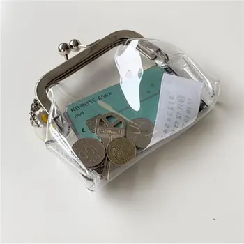 In Transparentné Jednoduché Železo Úst Klip Taška Malých Vecí, Skladovanie Taška Mince Kabelku Multifunkčné Rúž Prenosné Tašky Mince Tašky 1