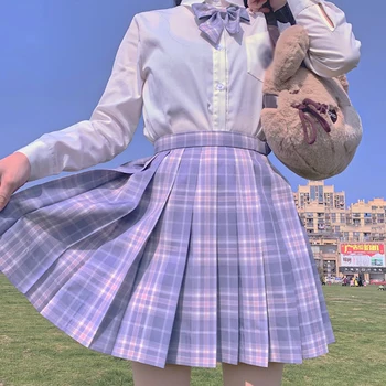 Japonský Školskú Uniformu Vyhovovali Koberčeky Skladaná Sukňa Študent Anime Cosplay Mini Mriežky Sukne Jk Uniformy Námorník Vyhovovali Krátke Sukne Dievča 5